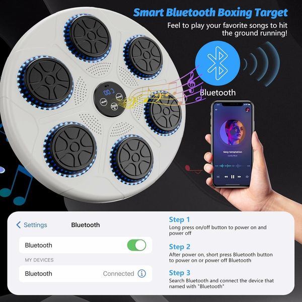 Music Boxing Machine Home Wall Mount Music Boxer,Electronic Smart Focus Agility Training Digital Boxing Wall Target Punching Pads