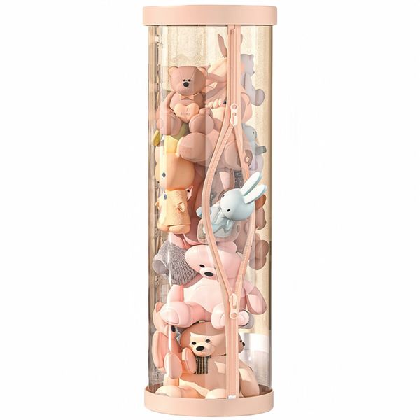 90 *32 cm Zipper Stuffed Animal Storage PET Tube Animal Organizer Transparent Bucket Zipper Kids Toy Hold up 25 dolls