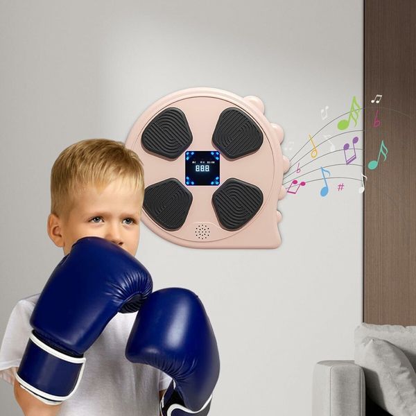 Musical Boxing Machine, Wireless Boxing Equipment with Gloves, Electronic Fitness Boxing Machine For Kids (Pink)