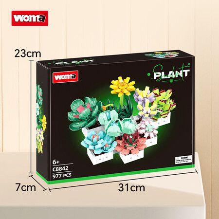 Flower Building Block Botanical Collection, 8 Pack Tropical Plants Bonsai House Office Decor, Creative Display Set for Kids