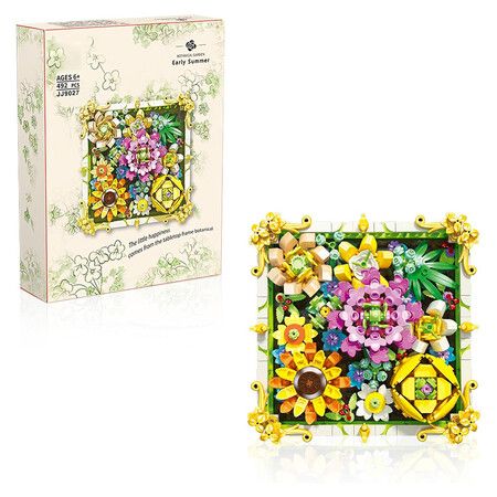 492 Pieces Building Blocks Flower Set with Rose, Daffodil, Carnation, and Sunflower, Picture Frame with Stand