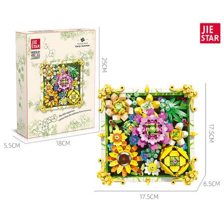 492 Pieces Building Blocks Flower Set with Rose, Daffodil, Carnation, and Sunflower, Picture Frame with Stand