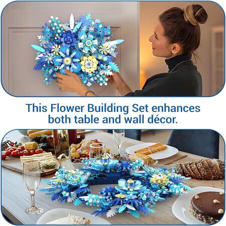 Flowers Building Blocks for Kids, Teens Botanical Collection Crafts Set for Table or Wall Decor, Ideal Gifts for Valentines Day, Birthday