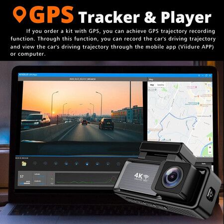 4K Utra HD Dash Cam Front and Rear with 3.2inch IPS Screen Car Video Dvr Dash Cam Built-in WiFi GPS FHD Night Vision