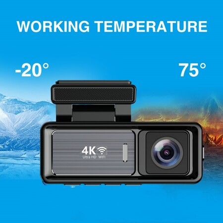 4K Utra HD Dash Cam Front and Rear with 3.2inch IPS Screen Car Video Dvr Dash Cam Built-in WiFi GPS FHD Night Vision