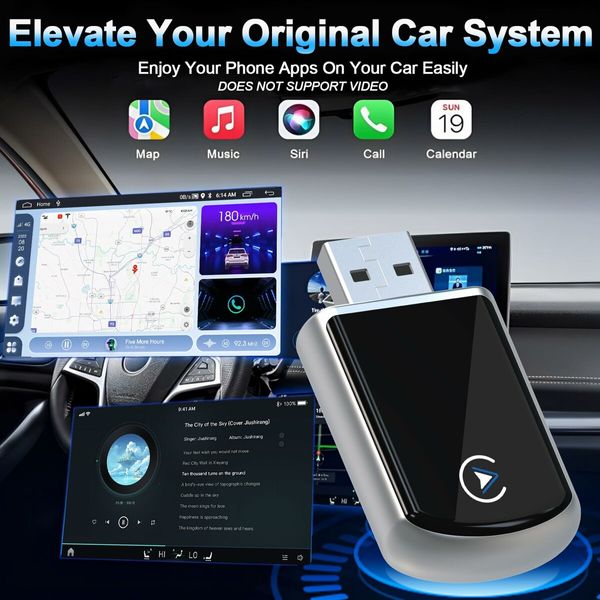 2 In 1 Wireless Carplay Adapter USB A to C,Plug & Play Wireless Carplay Adapter for iOS 10+ Android 11+