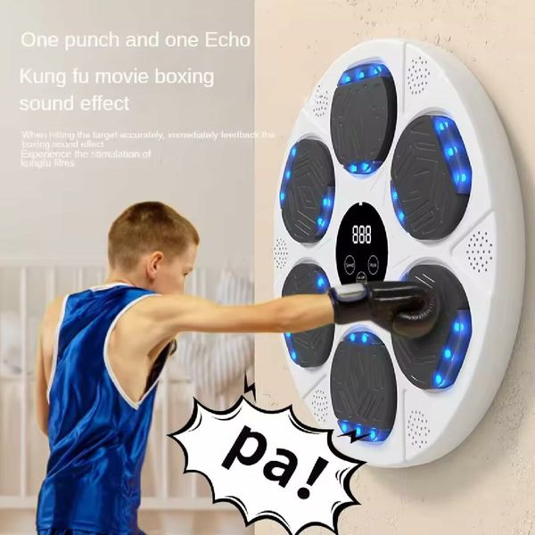 Music Boxing Machine, Boxing Machine Wall Mounted Music with Gloves, Smart Bluetooth Boxing Equipment (Blue)