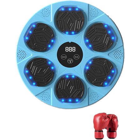 Music Boxing Machine, Boxing Machine Wall Mounted Music with Gloves, Smart Bluetooth Boxing Equipment (Blue)