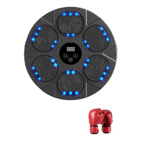 Music Boxing Machine, Boxing Machine Wall Mounted Music with Gloves, Smart Bluetooth Boxing Equipment (Black)