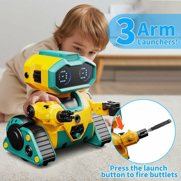 Rechargeable RC Robot for Kids with Programmable,Auto Demonstration,Dance Moves,Music,LED Eyes,Gift for Children
