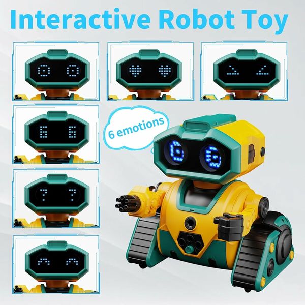 Rechargeable RC Robot for Kids with Programmable,Auto Demonstration,Dance Moves,Music,LED Eyes,Gift for Children