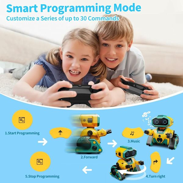 Rechargeable RC Robot for Kids with Programmable,Auto Demonstration,Dance Moves,Music,LED Eyes,Gift for Children