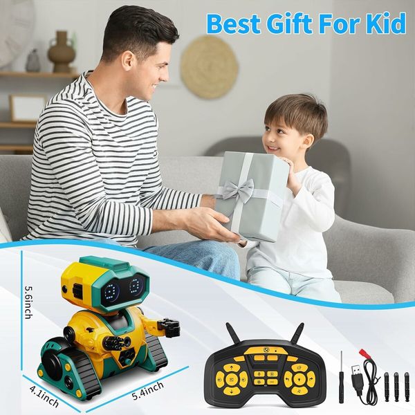Rechargeable RC Robot for Kids with Programmable,Auto Demonstration,Dance Moves,Music,LED Eyes,Gift for Children