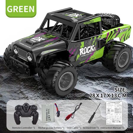 Amphibious Remote Control Off-Road Climbing Vehicle Kids Toy, 2.4GHz Truck Toys All Terrain (Green)