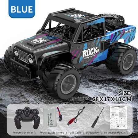 Amphibious Remote Control Off-Road Climbing Vehicle Kids Toy, 2.4GHz Truck Toys All Terrain (Blue)