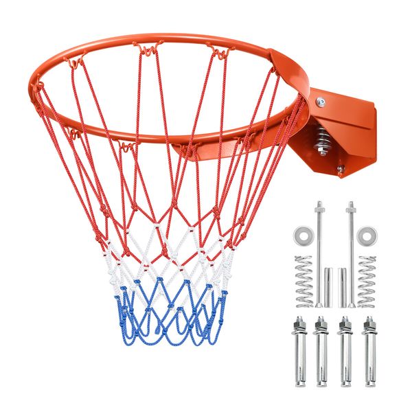 Genki Breakaway Basketball Rim Ring Hoop Goal Net 45cm Wall Mount for Standard Backboards Balls Outdoor Hanging Basket Pro Replacement