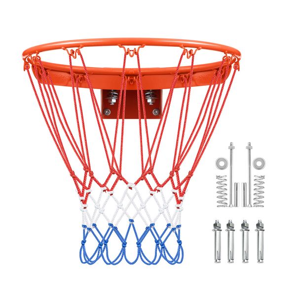 Genki Breakaway Basketball Rim Ring Hoop Goal Net 45cm Wall Mount for Standard Backboards Balls Outdoor Hanging Basket Pro Replacement