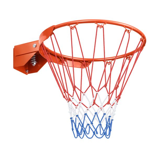 Genki Breakaway Basketball Rim Ring Hoop Goal Net 45cm Wall Mount for Standard Backboards Balls Outdoor Hanging Basket Pro Replacement