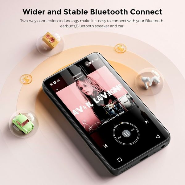 32G MP3 Player with Bluetooth and WiFi, Music Player with Spotify, Pandora, Amazon Music, 4 inch Touch Screen, Black