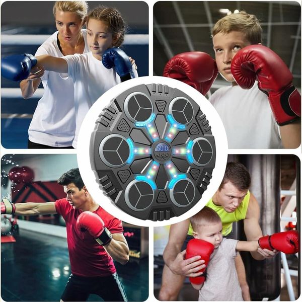 Music Boxing Machine, Kids Smart Bluetooth Boxing Machine with LED Electronic Wall Mounted Boxing Target with Boxing Gloves for Home Age 5 Up