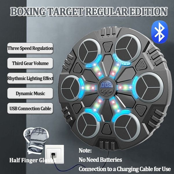 Music Boxing Machine, Kids Smart Bluetooth Boxing Machine with LED Electronic Wall Mounted Boxing Target with Boxing Gloves for Home Age 5 Up