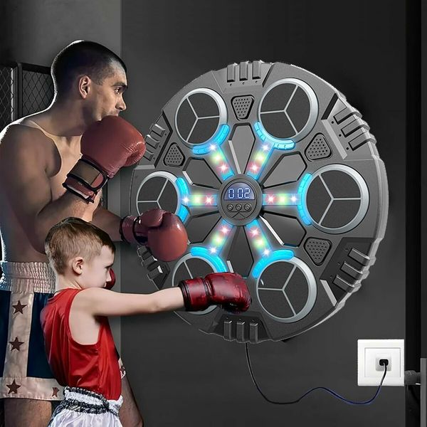 Music Boxing Machine, Kids Smart Bluetooth Boxing Machine with LED Electronic Wall Mounted Boxing Target with Boxing Gloves for Home Age 5 Up