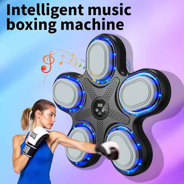 Kids Music Boxing Machine with Boxing Gloves, Smart Bluetooth Boxing Machine with LED Electronic Wall Mounted for Kids Age 5 Up