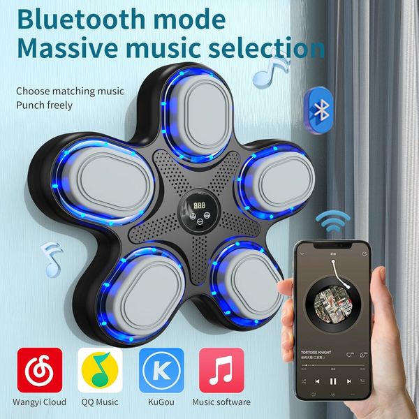 Kids Music Boxing Machine with Boxing Gloves, Smart Bluetooth Boxing Machine with LED Electronic Wall Mounted for Kids Age 5 Up