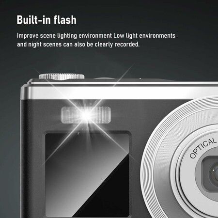 Digital Camera 2.88 Inch Portable Digital Camera Compact Camera 60MP 4K 16X Zoom Autofocus Self-Timer Image Stabilization 64GB Memory Card Best Gift for Kids Boys Girls