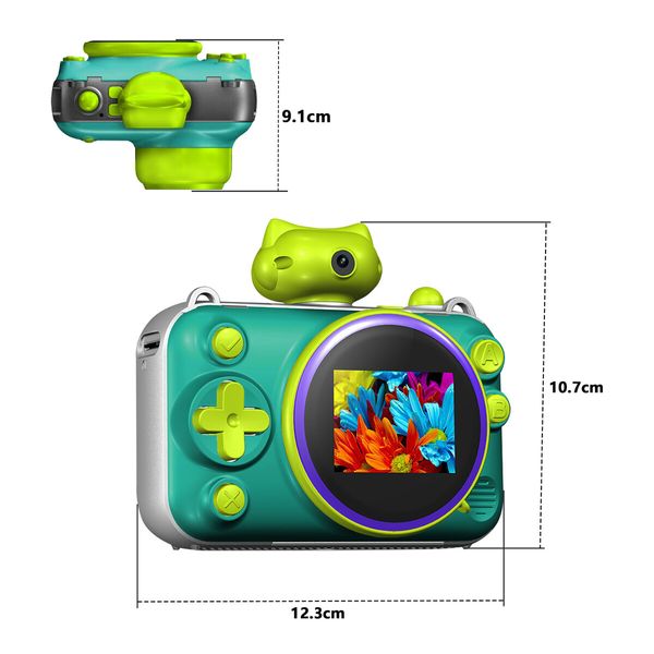 Kids Mini Camera Instant Print 48 MP Selife Digital Camera with 2.5K Video with 32 GB Card,Birthday Xmas Gift for 3-12 Year Old Girls Boys,Green