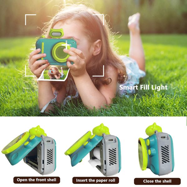 Kids Mini Camera Instant Print 48 MP Selife Digital Camera with 2.5K Video with 32 GB Card,Birthday Xmas Gift for 3-12 Year Old Girls Boys,Green