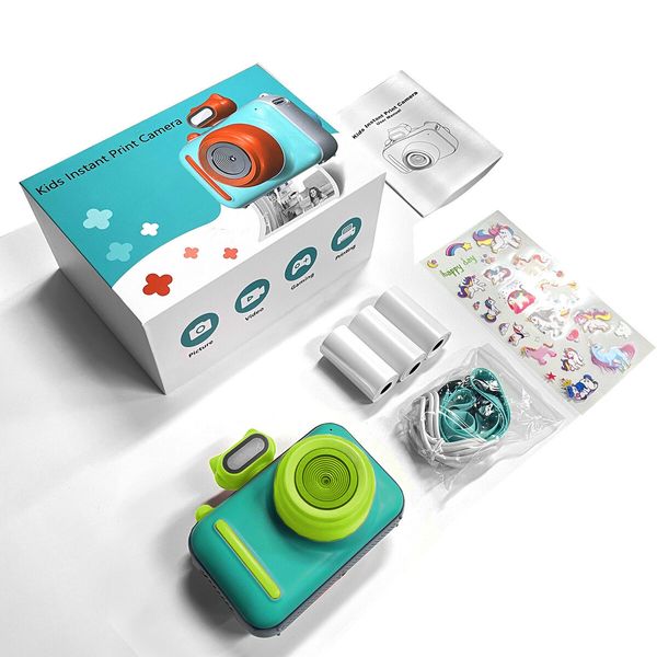 Kids Mini Camera Instant Print 48 MP Selife Digital Camera with 2.5K Video with 32 GB Card,Birthday Xmas Gift for 3-12 Year Old Girls Boys,Green