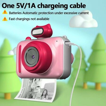 Kids Mini Camera Instant Print 48 MP Selife Digital Camera with 2.5K Video with 32 GB Card,Birthday Xmas Gift for 3-12 Year Old Girls Boys,Pink