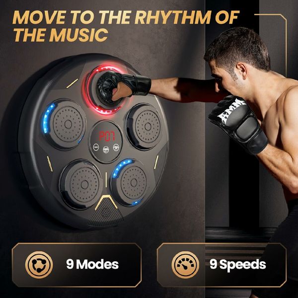 Music Boxing Machine,Boxing Machine Wall Mounted Music with Gloves,Smart Bluetooth Boxing Equipment,Boxing Music Workout Machine