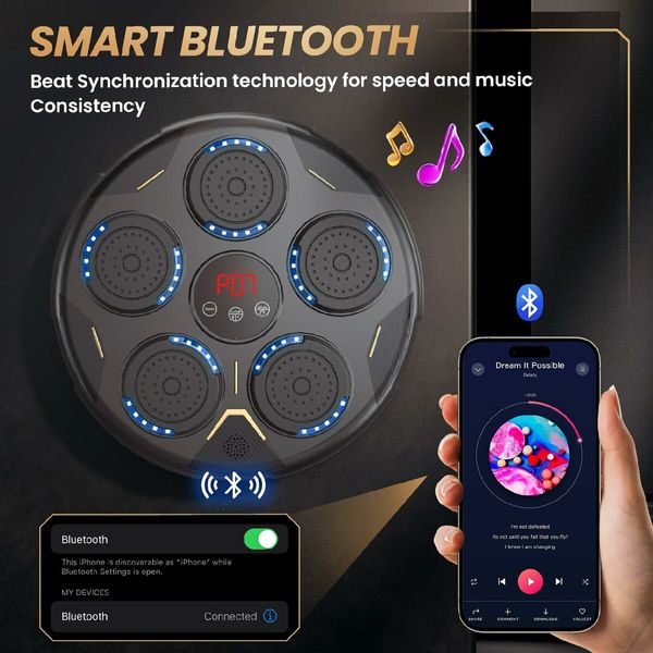 Music Boxing Machine,Boxing Machine Wall Mounted Music with Gloves,Smart Bluetooth Boxing Equipment,Boxing Music Workout Machine