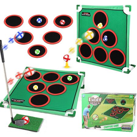 Golf Chipping Game Indoor Outdoor Golf Games,Large Golf Chipping Game Mat with Chipping Mat and 20 Grip Balls,For Home Backyard Office