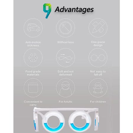 Motion Sickness Glasses, Liquid Design No Lenses Lightweight Anti Motion Sickness Glasses for Traveling by Car, Airplane or Sea