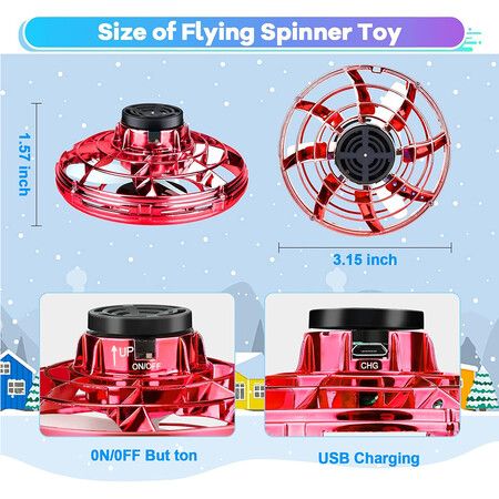 Flying Spinner Mini Drone, Hand Controlled Drone Flying Toy, Christmas Birthday Party Gifts for Girls Boys, Red