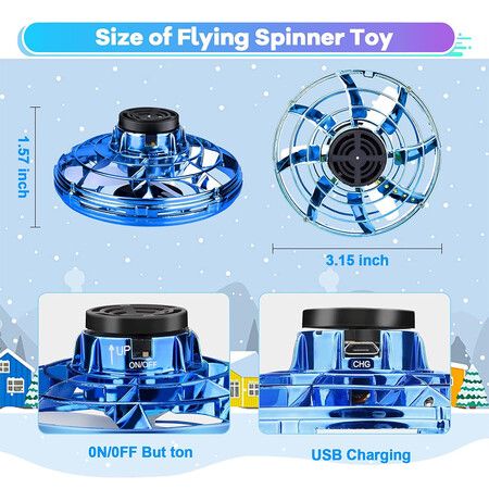 Flying Spinner Mini Drone, Hand Controlled Drone Flying Toy, Christmas Birthday Party Gifts for Girls Boys, Blue