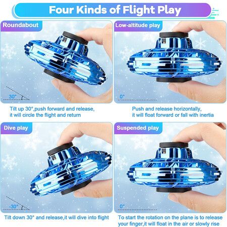 Flying Spinner Mini Drone, Hand Controlled Drone Flying Toy, Christmas Birthday Party Gifts for Girls Boys, Blue