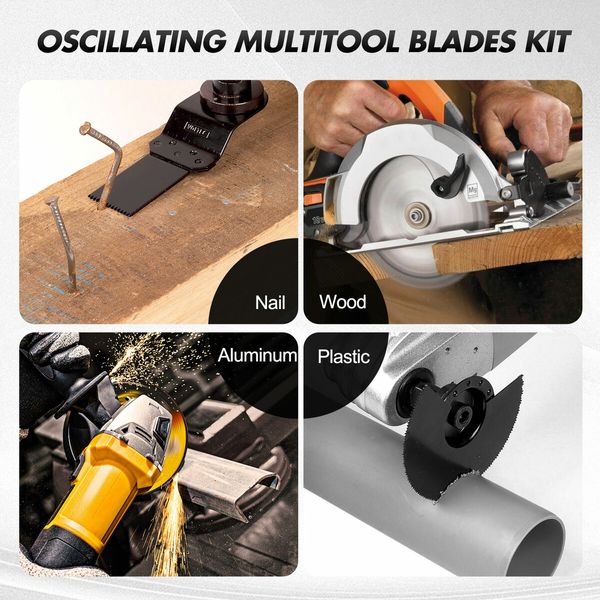 Oscillating Multi Tool Saw Blades Set 35 PCS Steel for Wood Plastic Metal Cutter Grinder Fit Fein Multimaster Dewalt Ryobi Porter Rockwell Hitachi