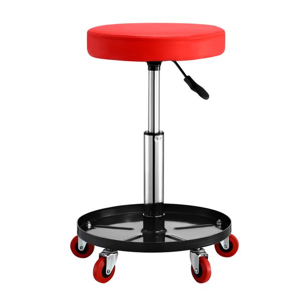 Swivel Work Stool Chair with Wheels Mechanic Tool Tray Height Adjustable Pneumatic Roller Seat for Car Repair Shop Salon Barber Bar Drafting Spa