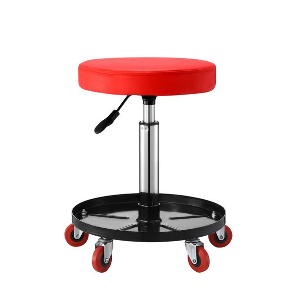 Swivel Work Stool Chair with Wheels Mechanic Tool Tray Height Adjustable Pneumatic Roller Seat for Car Repair Shop Salon Barber Bar Drafting Spa