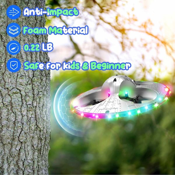 Form Drone RC UFO for Kids and Beginners, Remote Control Airplane with Light, RC Plane Helicopter Quadcopter with Auto Hovering