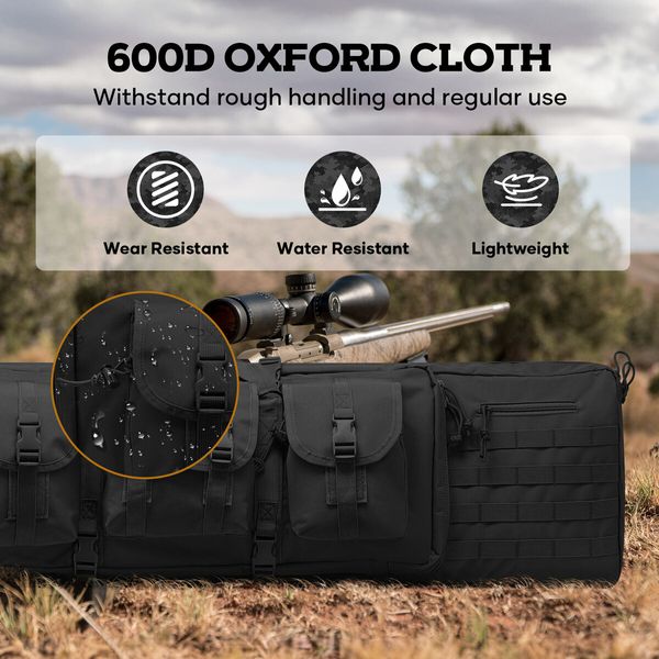 Tactical Long Gun Bag Double Rifle Pistol Shotgun Case for Range Hunting Shooting Camping Gear Military Firearm Storage Carry Backpack 108cm 42inch