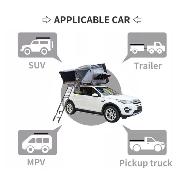 All Grey 210*160*125cm Side-Opening Rooftop Tent Hardshell With Ladder Camping Waterproof 4x4 4WD