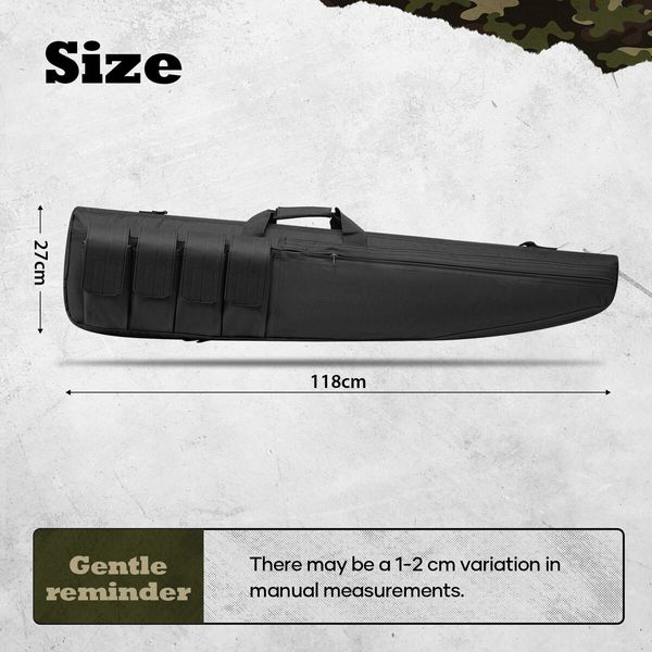 118cm Rifle Gun Bag Soft Padded Shotgun Case Tactical Shooting Range Hunting Gear Military Storage Transport with Carry Shoulder Strap 46 Inch