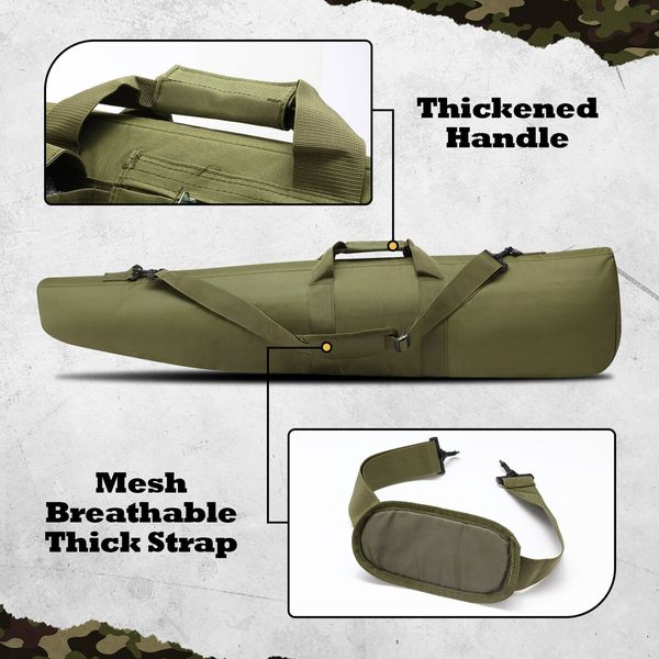 Tactical Rifle Gun Bag Shotgun 600D Soft Padded Case 118cm for Shooting Range Hunting Accessories Storage with Carry Handle Shoulder Strap 46 inch