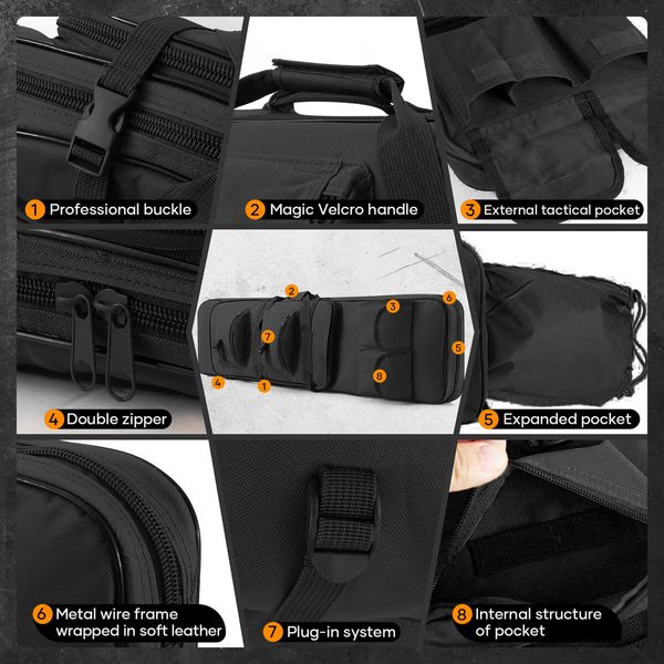 Tactical Dual Rifle Gun Bag Carry Case Range Backpack Military Hunt Shooting Gear for AR15 M4 Carbine Shotgun Firearm Storage 46 Inch 120cm Black