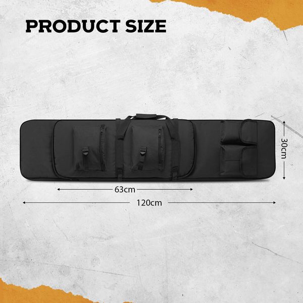 Tactical Dual Rifle Gun Bag Carry Case Range Backpack Military Hunt Shooting Gear for AR15 M4 Carbine Shotgun Firearm Storage 46 Inch 120cm Black